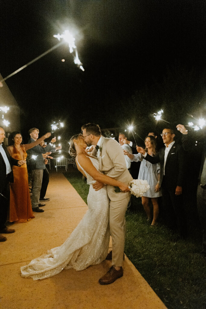 wedding sparkler exit bride and groom