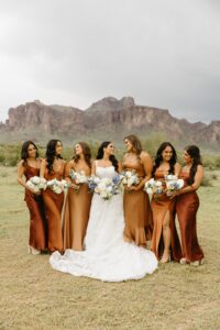 bridesmaids photos in the desert at the paseo