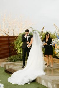 Wedding ceremony setup at The Paseo desert wedding venue
