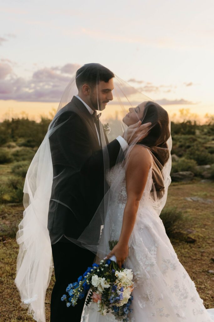 Bride and groom portraits at The Paseo wedding venue during golden hour