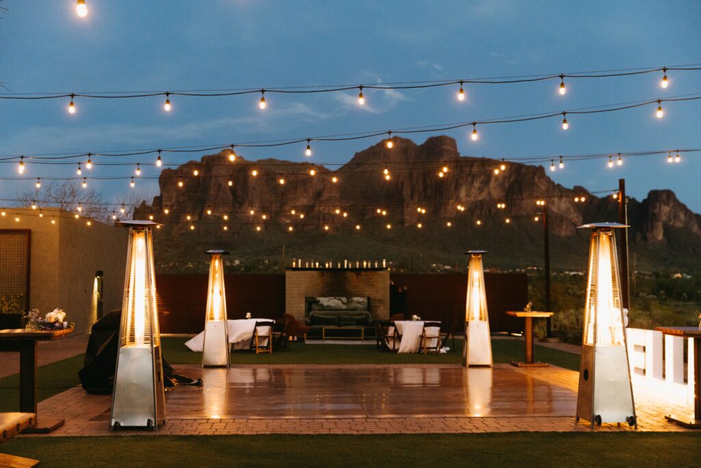 The Paseo wedding venue with Superstition Mountains in the background