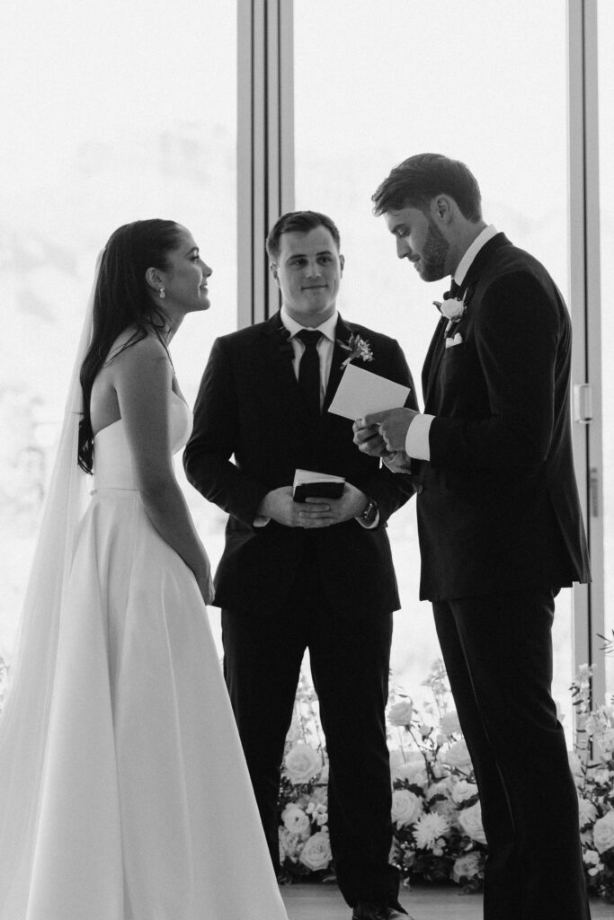 Indoor wedding ceremony at Desert View Wedding Venue