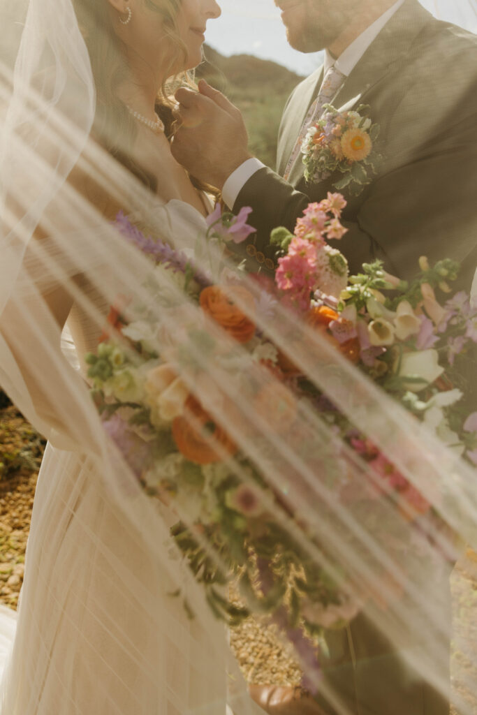 bridal portraits along Canyon Lake before dolly steamboat wedding