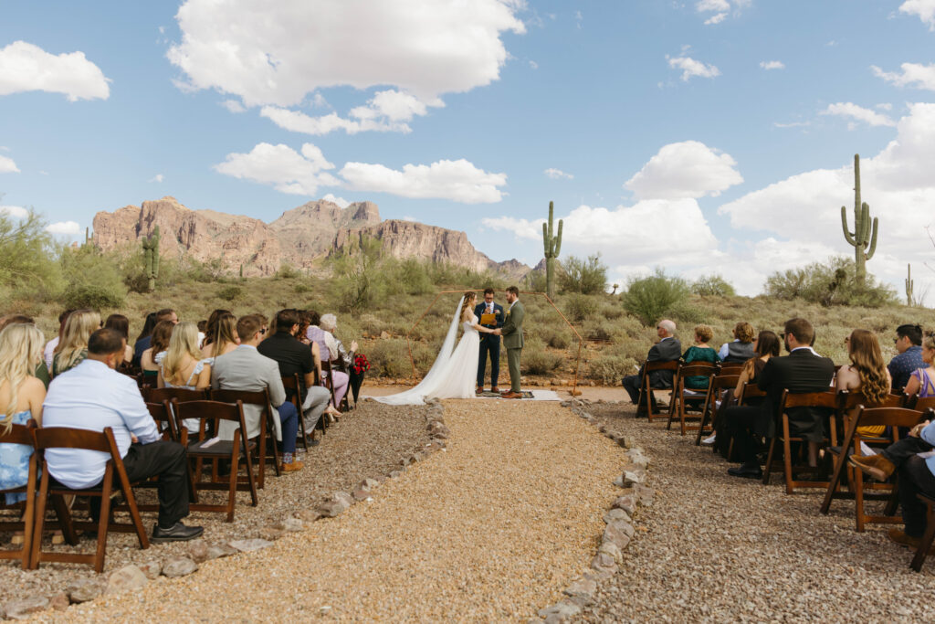 wedding ceremony at the Superstition Mountain Museum near Lost Dutchman State Park