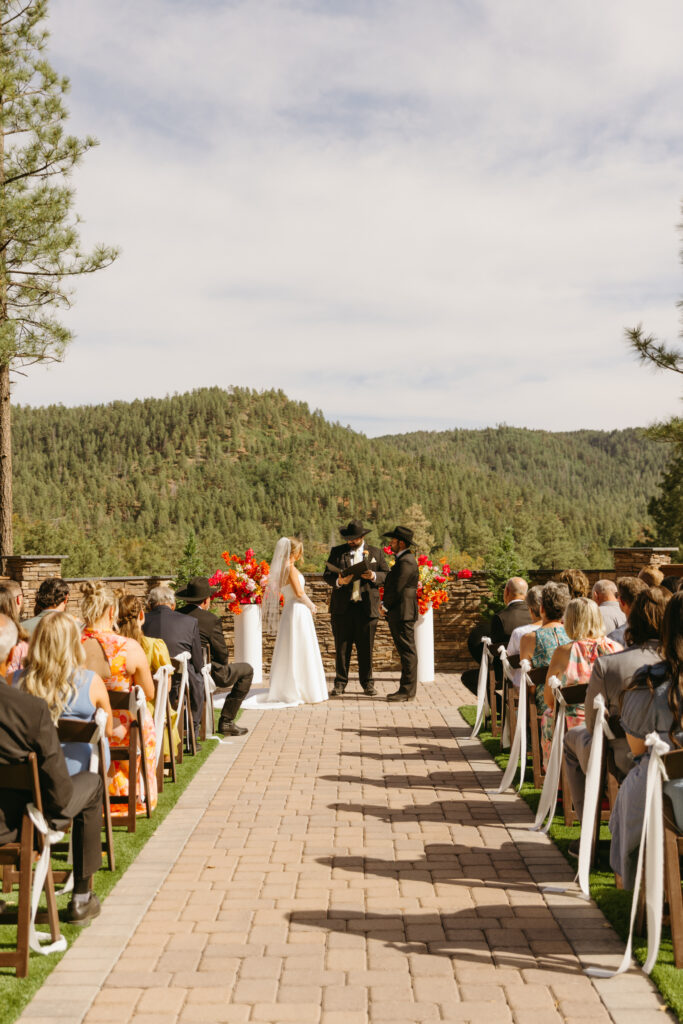 Arizona forest wedding ceremony at Cabins on Strawberry Hill