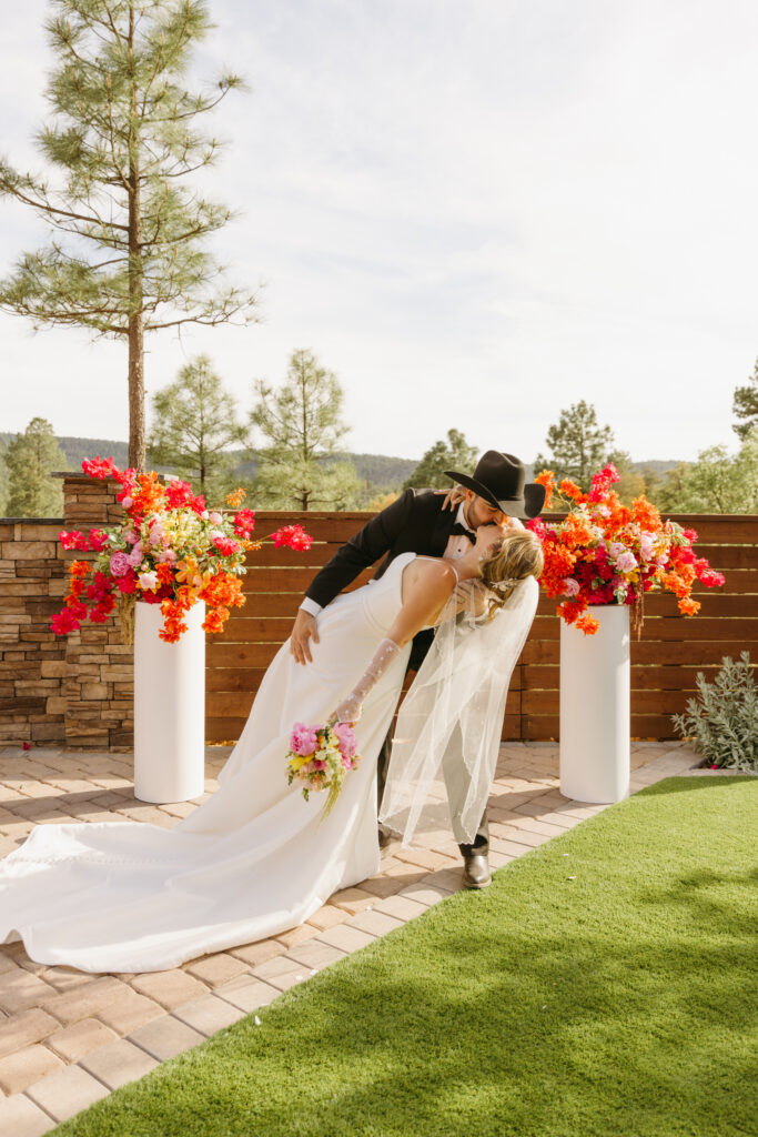 Bride and groom wedding photos at Cabins on Strawberry Hill