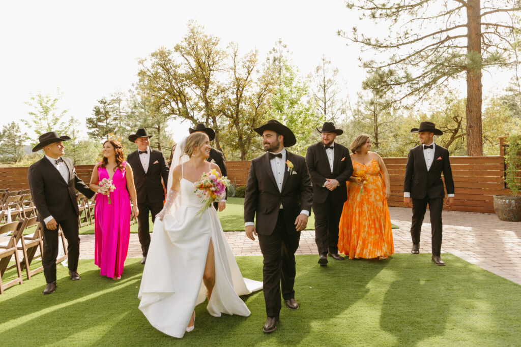 wedding party portraits colorful