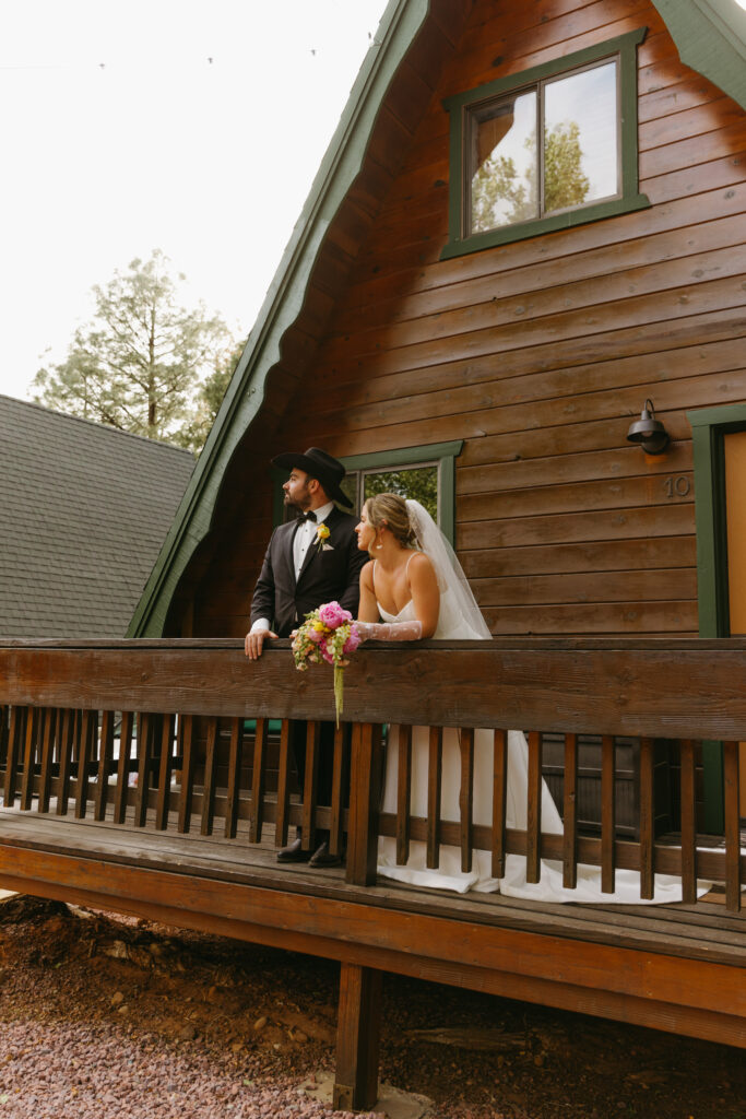 Bride and groom wedding photos at Cabins on Strawberry Hill