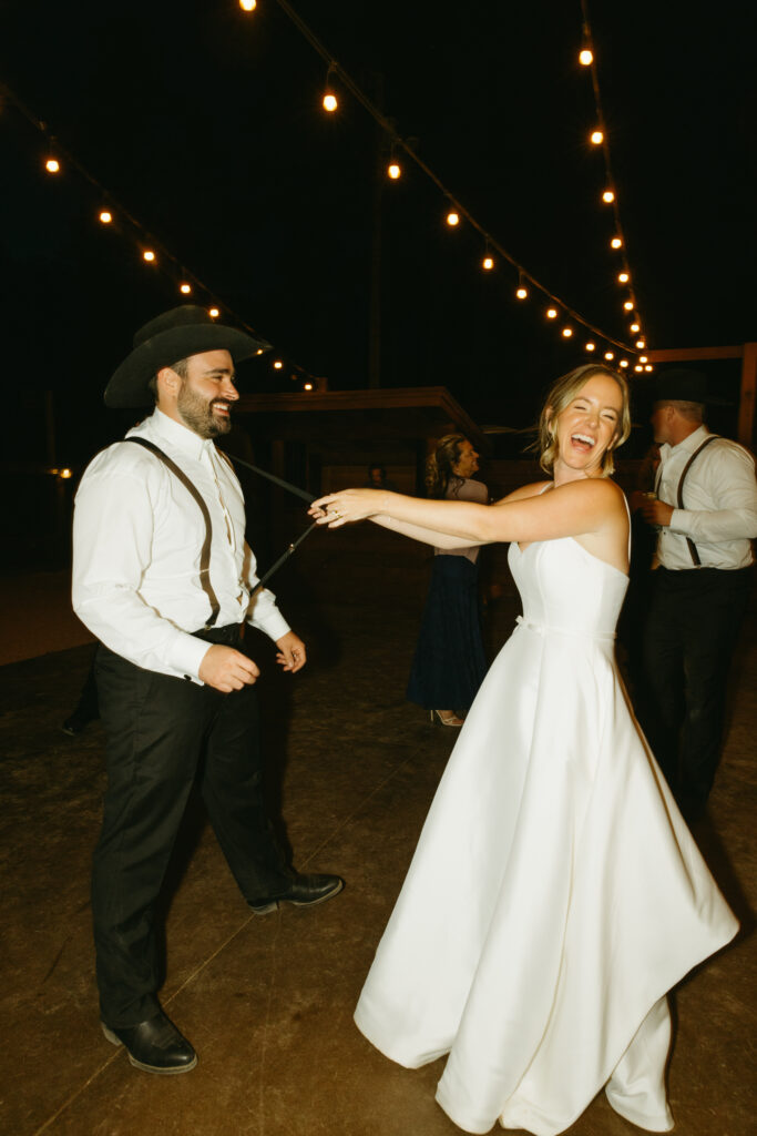 Intimate forest wedding reception in Arizona mountains