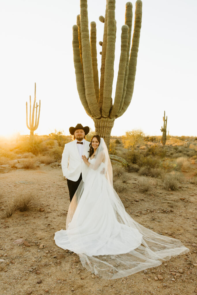 Romantic portraits at The Paseo during a winter wedding in Arizona