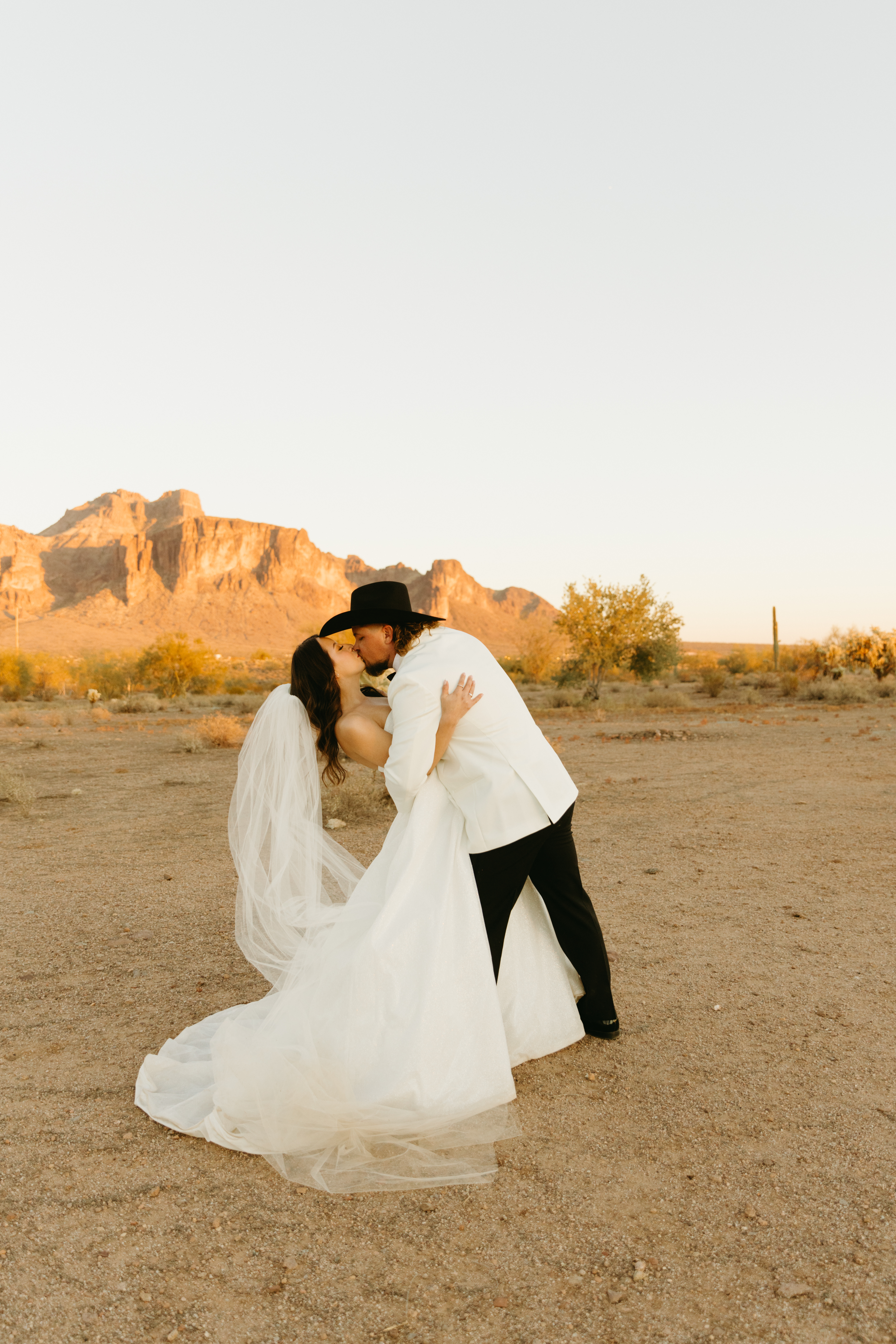 Romantic portraits at The Paseo during a winter wedding in Arizona