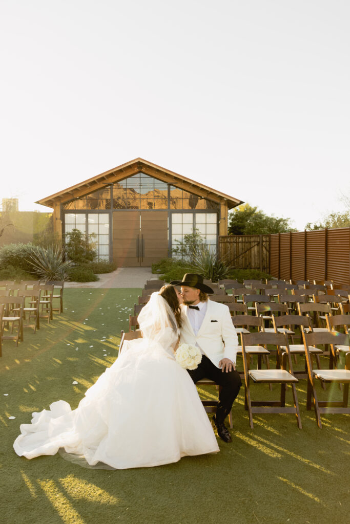 Romantic portraits at The Paseo during a winter wedding in Arizona