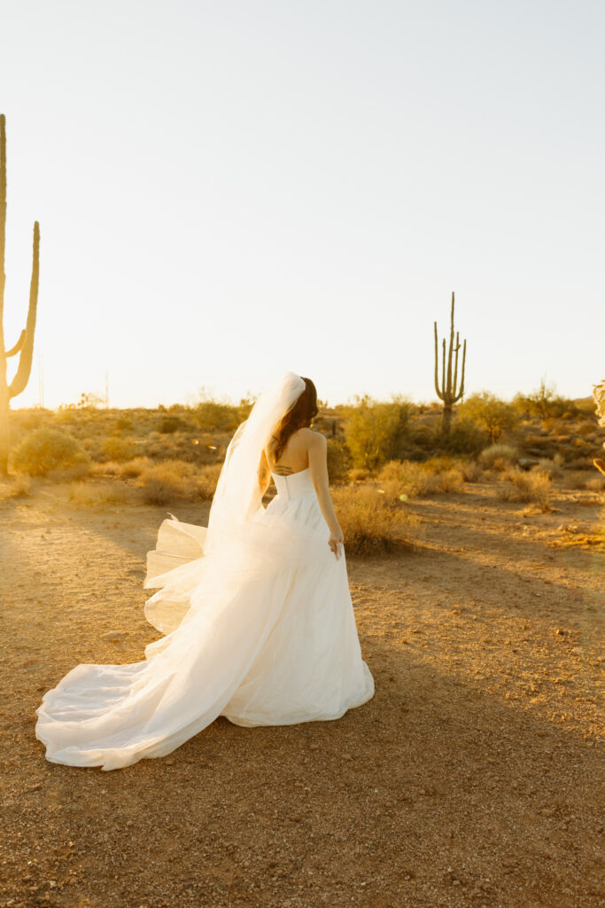 Romantic portraits at The Paseo during a winter wedding in Arizona