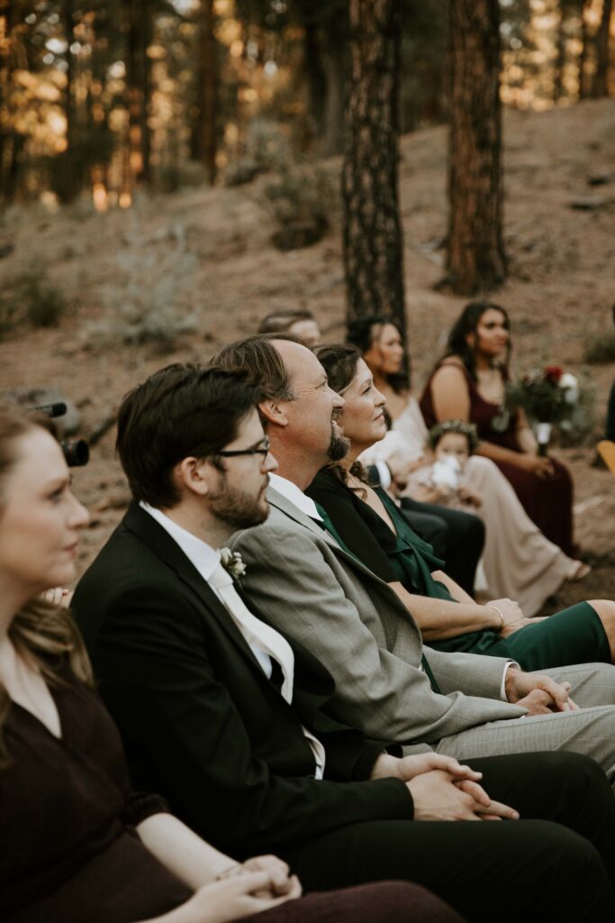 intimate Payson elopement ceremony surrounded by pine trees.