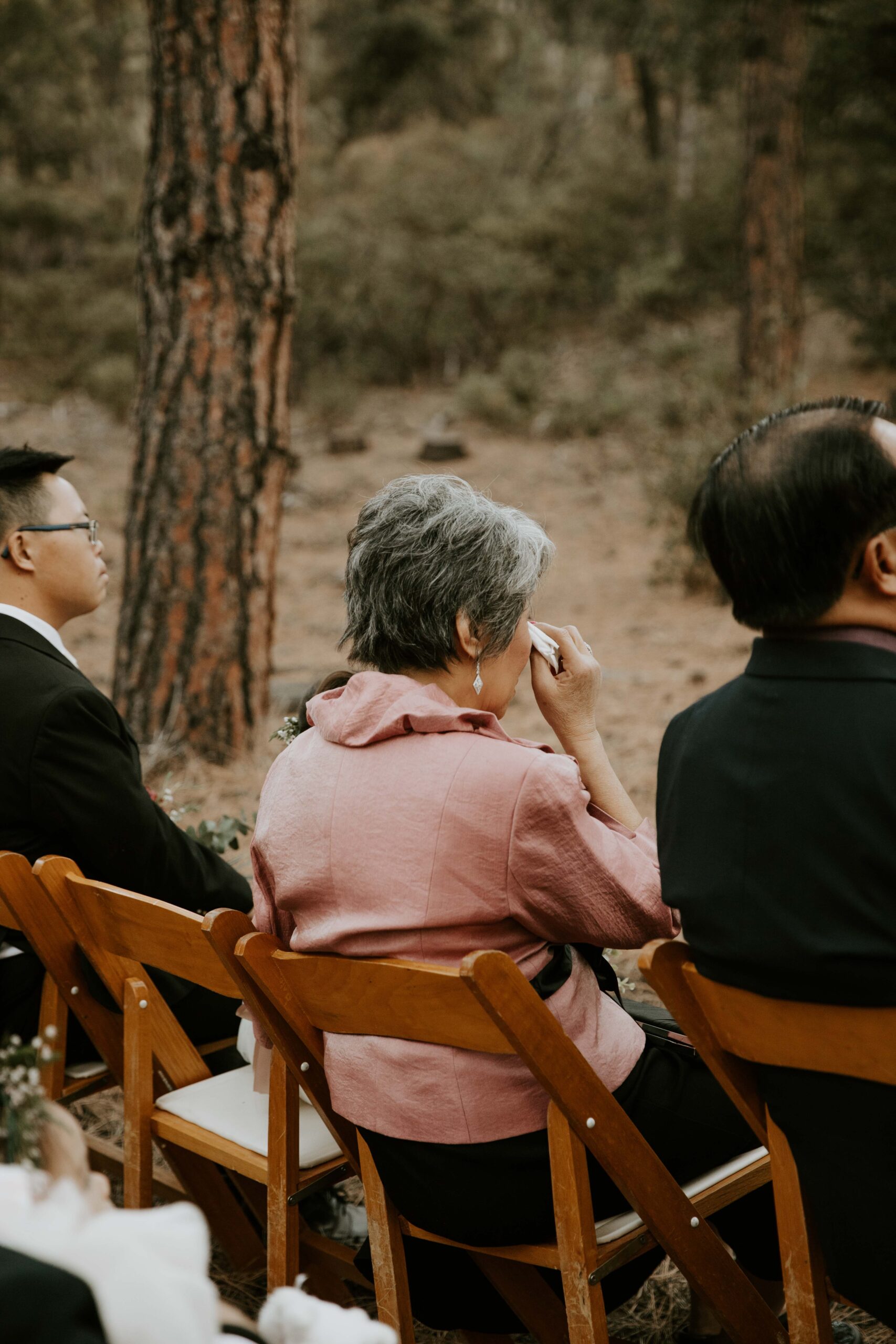 intimate Payson elopement ceremony surrounded by pine trees.