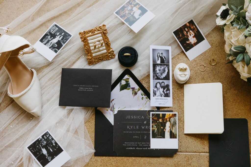 wedding details flatlay
