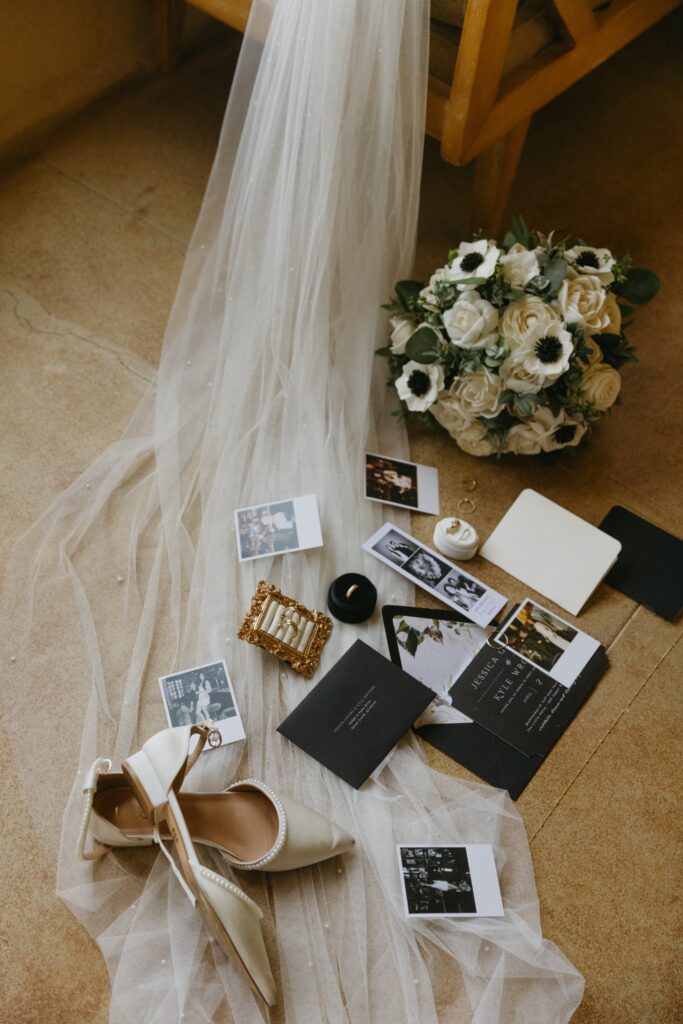 wedding details flatlay
