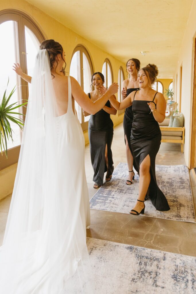 bridesmaids reveal with bride