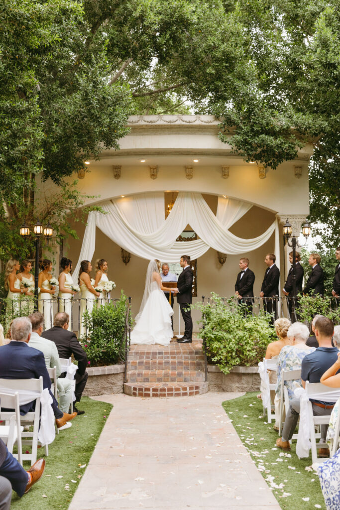 ceremony at the wright house wedding venue