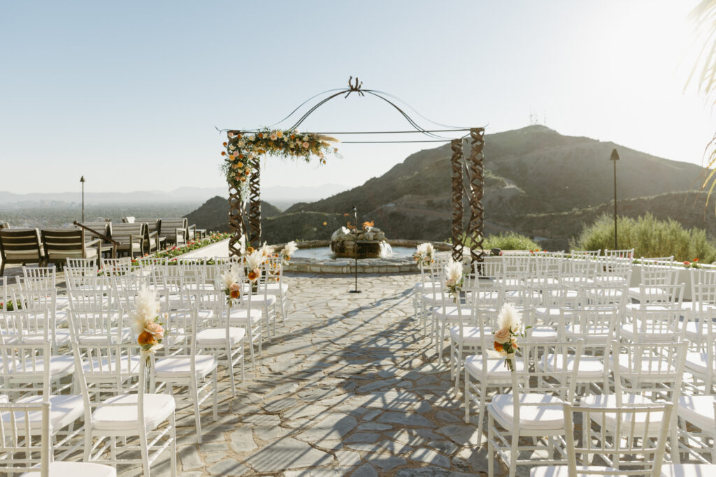 Reception tables decorated for a luxury wedding at Different Pointe of View.