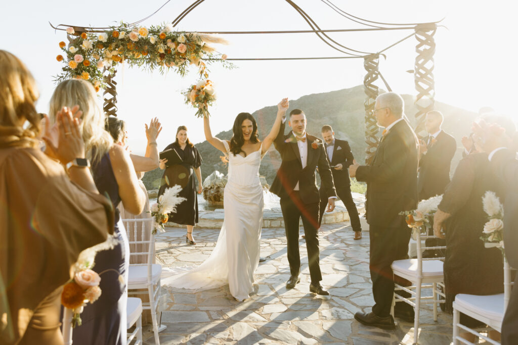 Sunset view of Different Pointe of View wedding venue overlooking the Phoenix mountains