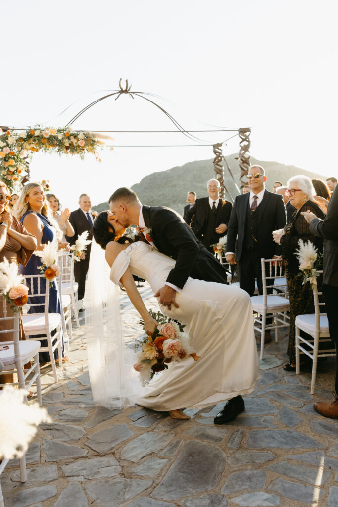 Sunset view of Different Pointe of View wedding venue overlooking the Phoenix mountains