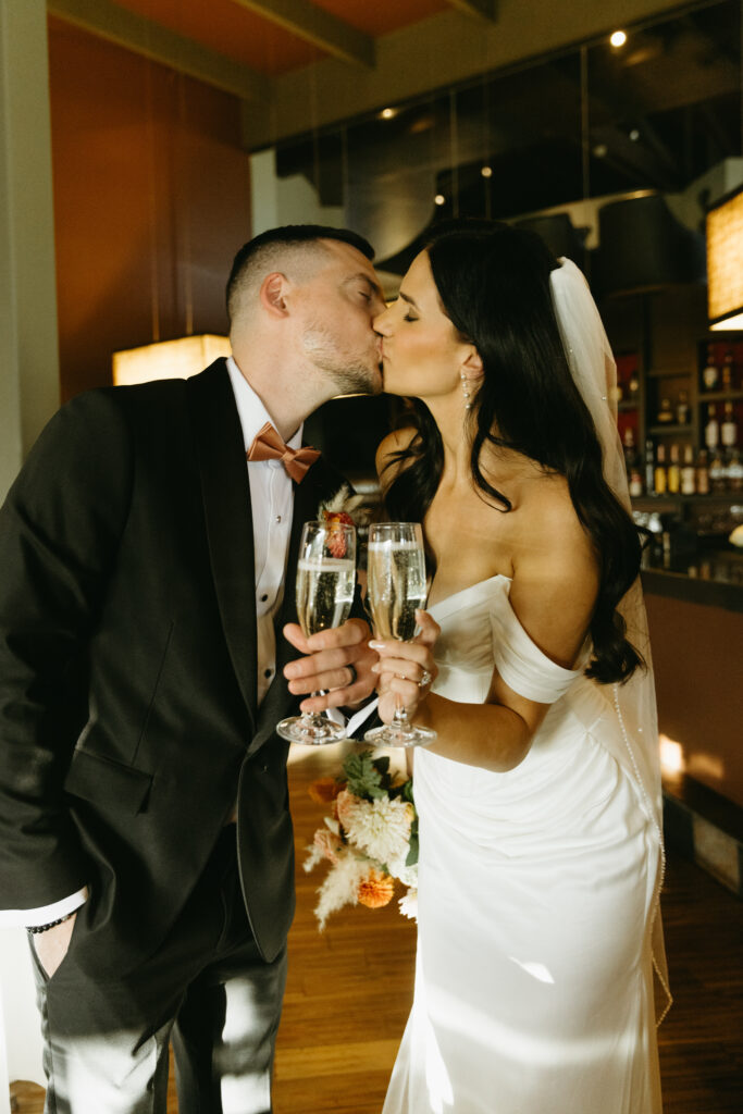 Wedding guests celebrating after the ceremony at Different Pointe of View.