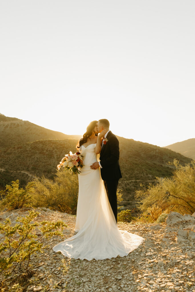 Sunset view of Different Pointe of View wedding venue overlooking the Phoenix mountains