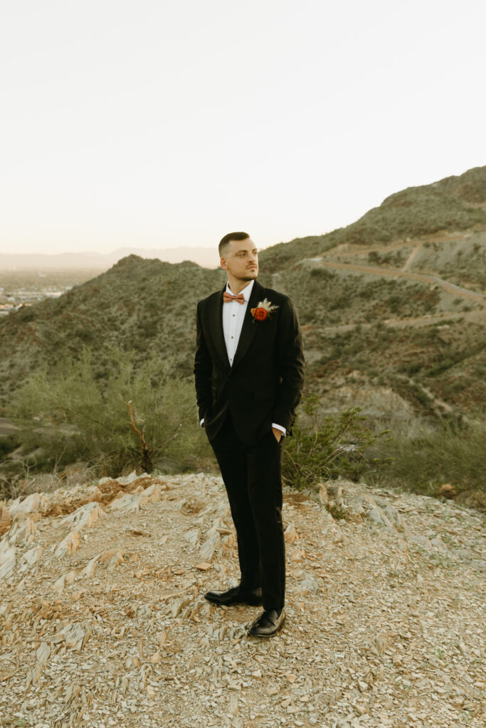 Sunset view of Different Pointe of View wedding venue overlooking the Phoenix mountains