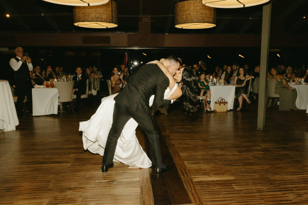 Wedding guests celebrating after the ceremony at Different Pointe of View.